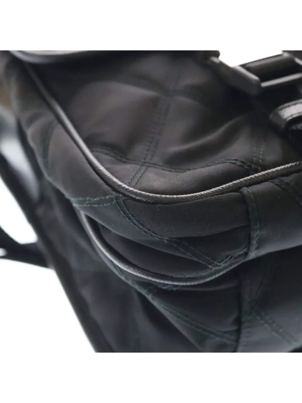 Prada Quilted Nylon Messenger Shoulder Bag Silver Black